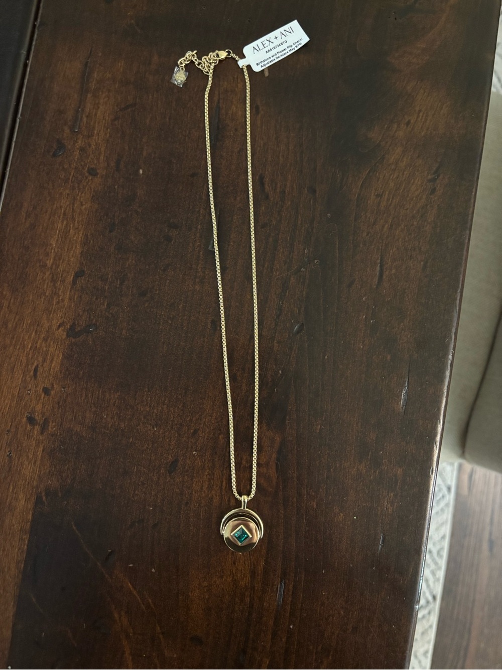 Alex and Ani Gold Necklace with Green Accent Pendant